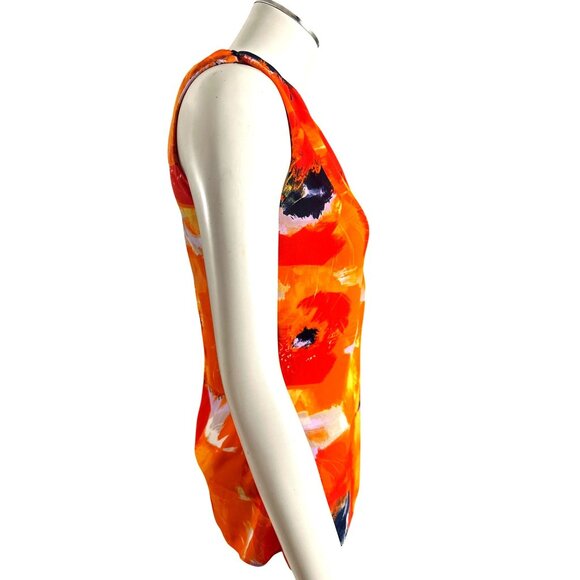 INC International Concepts Size Small Orange Zip Top Modern Art City Chic Vibran - Picture 4 of 9